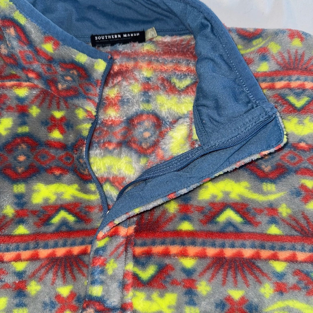 Southern Marsh Mens Size XL Fleece Pullover 1/4 Zip Sweater Aztec Southwestern - Picture 3 of 5